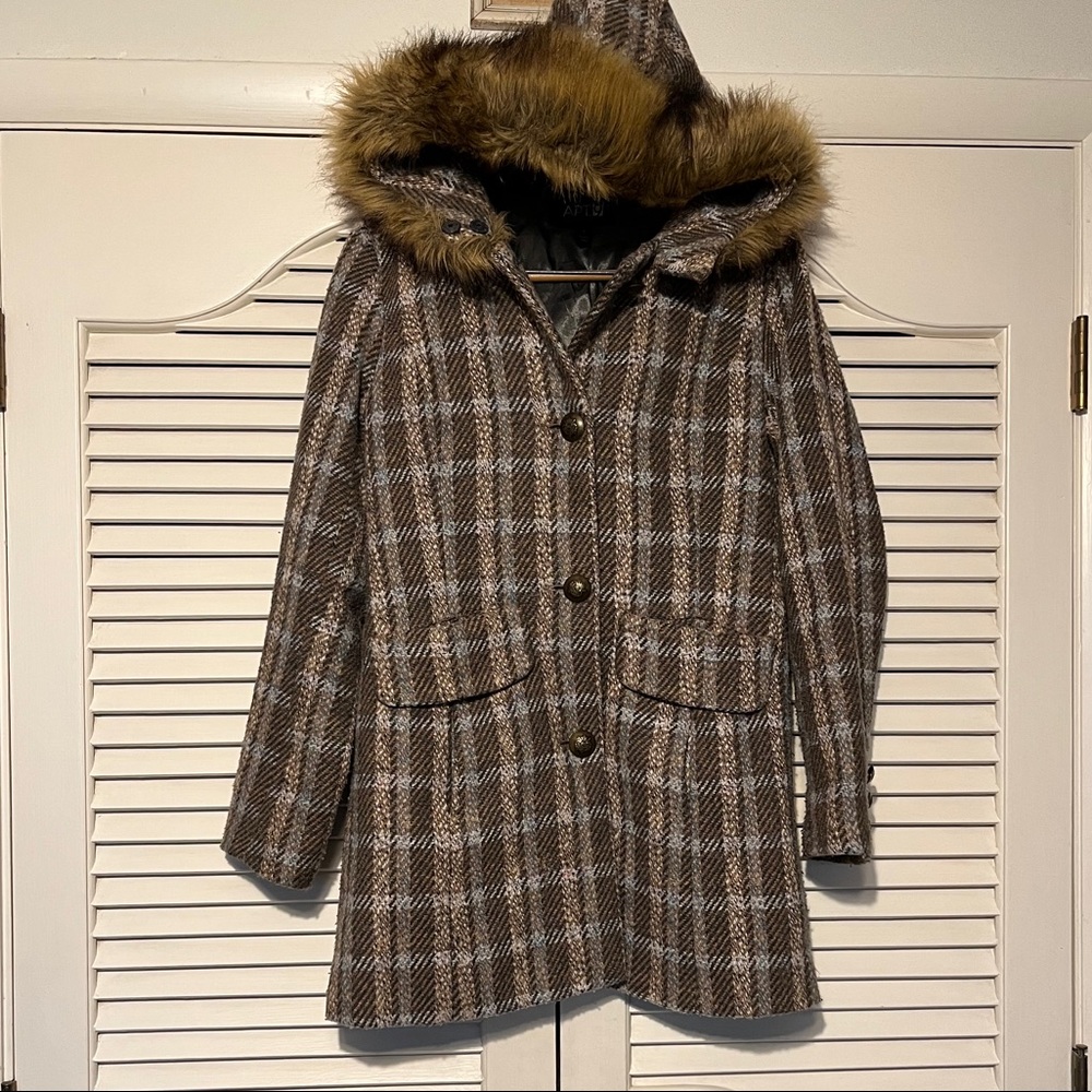 Apt 9 Vintage Boho Gray Hooded Pea Coat size Small